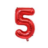 5 Rakam Kırmızı Folyo Balon 34 inç 76-82 cm