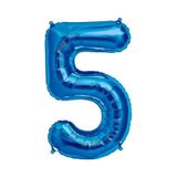 5 Rakam Mavi Folyo Balon 34 İnç 76-82 Cm