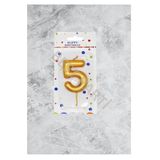 5 Rakamı Gold Renk Duğum Günü Pasta Mumu