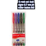 5 Renk Uni-Ball Signo 0.7 mm Jel Roller Kalem Seti - Renkli - standart