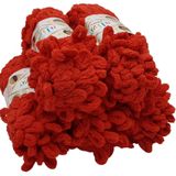 5 x 100 gram örgü yünü, Alize Puffy, 500 gram parmak örgüsü - yün süper hacimli, halka yünü, iğnesiz örgü (kırmızı 56)