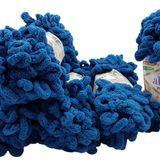 5 x 100 gram örgü yünü Alize Puffy, 500 gram parmak örgüsü - yün süper hacimli, halka yünü, iğnesiz örgü (mavi 646)