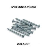 5 X 60 Mm 1 Kutu 200 Adet Sunta Ağaç Vidası
