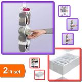 5 X Dolap İçi Asılabilir Çorap Düzenleyici + 8 Bölmeli Xl Pratik Çekmece Organizer - 2Li Set 58P8t8