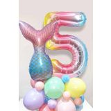 5 Yaş Rakam Balonlu Deniz Kızı Kuyruğu Karşılama Seti Doğum Günü Parti Seti Süsü