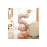5 Yaş Rose Rakam Ve Kral Tacı Folyo Balon Doğum Günü