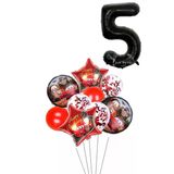 5 Yaş Siyah Rakam Balonlu Şimşek Mcqueen Balon Seti Arabalar (Cars) Konfetili Şeffaf Balon