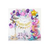 5 Yaş Unicorn Lüks Makoron Renkler Balon Zincir Doğum Günü Parti Seti Süsü