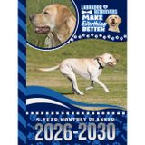 5-Year Monthly Planner 2026-2030: Hardcover / Dated Large / 60 Month Agenda / With Notes Pages - To Do List / Golden Labrador Retriever - Lab Dog Art Cover Design