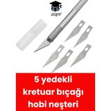 5 Yedekli Kretuar Bıçağı Hobi Neşteri Keskin ve Dayanıklı Kullanım İçin İdeal