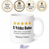 5 Yıldız Baba Review Yazılı Kupa Bardak Babalar Günü Hediyesi