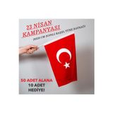 50 Adet 20x30 Cm Sopalı Raşel Türk Bayrağı