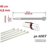 50 Adet 40cmx4,8mm Beyaz Plastik Cırt Kelepçe Kablo Bağı