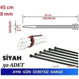 50 Adet 45Cm X 8Mm Plastik Cırt Kelepçe Kablo Bağı Siyah