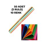 50 Adet 50x70 Cm Fon Kartonu 10 Renk 5 Rulo Büyük Fon Kartonu 50 x 70
