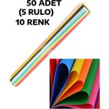 50 Adet 50X70 cm Fon Kartonu 10 Renk(5 Rulo) Büyük Fon Kartonu