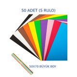 50 Adet 50x70 Cm Fon Kartonu 10 Renk(5 Rulo) Fon Kartonu