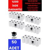 50 Adet 56X16 Metre Termal Pos Rulosu Tam Metraj 1.kalite Kağıt Yerli Üretim