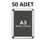 50 Adet A3 Alüminyum Çerçeve Rondo Köşe Aç Kapa Açılır Kapanır