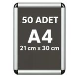 50 Adet A4 Alüminyum Çerçeve Rondo Köşe Aç Kapa Açılır Kapanır