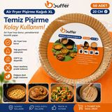 50 Adet Airfryer Pişirme Kağıdı Hava Fritözü Tabak Model Pişirme Kağıdı Airfryer Yağsız Firitöz