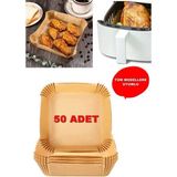50 Adet Airfryer Pişirme Kağıdı – Kare Model Hava Fritöz Yağsız Pişirme Kağıdı