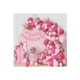 50 Adet Balonlu Pembe Iyiki Doğdun Uzar Yazılı Lüks Doğum Günü Parti Seti Süsü, 1215441211002