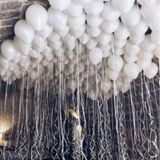 50 Adet Beyaz Metalik Balon Helyum Gazı Uyumlu Parlak Balon Metal