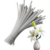 50 Adet Beyaz Şönil, Çiçek Yapımına Uygun Tüylü Tel, 30 cm 6 mm