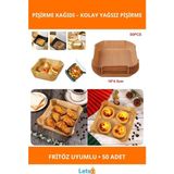 50 Adet Büyük Boy Hava Fritözü Pişirme Kağıdı Yağsız Temizlik Kolay