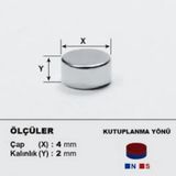 50 Adet Çap 4Mm X Kalınlık 2Mm Yuvarlak Güçlü Neodyum Mıknatıs