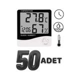 50 Adet Dijital Termometre Sıcaklık Ve Nem Ölçer Masa Saati Alarm