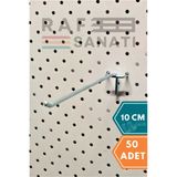 50 Adet Fon Kancası Delikli Pano Kancası 10 cm - Askı Kanca Raf Askısı Raf Aksesuar Tel Askı Raf Kancası