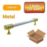 50 Adet Halka Boru Çizgili Altın Beyaz Metal Mobilya Kulpu 160mm