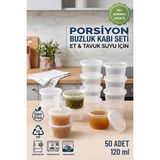 50 Adet Kalın Yapılı 120 Ml Sızdırmaz Kapaklı Sosluk Buzluk Saklama Kabı Tavuk Suyu Kemik Et Suyu Bebek Ek Gıda Porsiyonlama Organizeri | Kitchera Home