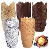 50 Adet Kek Pasta Kapsülü Desenli Kağıt Pişirme Kapsülü - 50 adet kapsül - 001-Renkli