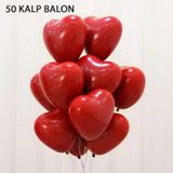 50 Adet Kırmızı Baskısız Kalp Balonu 30Cm Romantik Kalpli Balonla