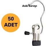 50 Adet Mandallı Şal ve Eşarp Askısı, Şık ve Kullanışlı, Özel Seri Siyah Renk - Seçenek 1 - Akasya