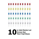 50 Adet Mantar Led Seti - 5 Renk X 10 Adet Karışık Proje Paketi