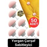 50 Adet Mantar Model Yorgan Çarşaf Tutucu Sabitleyici Kaydırmaz Nevresim Düzenleyici Klips Çengel
