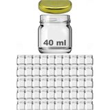 50 Adet Metal Gold Kapaklı Cam Mini Kavanoz 40 cc Kına Düğün Söz Nişan Hediyeliği - 40 ml