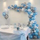 50 Adet Metalik Balon Ve 5 Metre Balon Zinciri (mavi - Gümüş - Beyaz) Uçan Balon