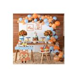 50 Adet Metalik Balon Ve Balon Zinciri Turuncu Kahverengi Mavi Metalik Balon Tilki Konsept Parti