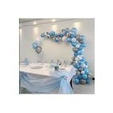 50 Adet Metalik Mavi Gümüş Beyaz Helyuma Uygun Balon Ve 5 Metre Balon Zinciri
