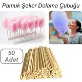 50 Adet Pamuk Şeker Dolama Çubuğu Çıtası Ahşap Pamuk Şeker Çubuğu Pamuklu Helva Dolama Çubuğu