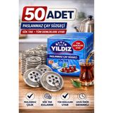 50 Adet Paslanmaz Çelik Çaydanlık Demlik Süzgeci Sök Tak Çay Süzgeci Tüm Demliklere Uyumlu � - Renkli