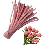 50 Adet Pastel Pembe Şönil, Eğitici Şönil Seti, Yoğun Tüylü Tel, 30 cm