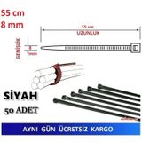 50 Adet Pemsan 55Cm X 8Mm Plastik Cırt Kelepçe Kablo Bağı