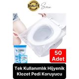 50 Adet Pratik Hijyenik Tek Kullanımlık Klozet Kapağı Pedi Örtüsü Yeni Sezon Koruyucu Kirletmez