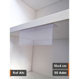 50 Adet Pvc Şeffaf Etiketlik Isimlik Yapışkanlı Dik Açılı Etiket Cebi Plastik L Etiketlik Parlak Etiket Kart Koyma Cebi Etiket Koruyucu Cep - Raf Altı - 10x4 cm